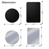 Tryone Metal Plate, Metal Disc Replacements Without Logo or Hole, Compatible with Magnetic Car Mounts, 2 Rectangle 2 Round, Black&Silver