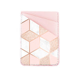 Phone Card Holder uCOLOR PU Leather Wallet Pocket Credit Card ID Case Pouch 3M Adhesive Sticker on iPhone Samsung Galaxy Android Smartphones (Rose Gold Glitter White Marble)