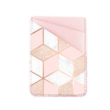 Phone Card Holder uCOLOR PU Leather Wallet Pocket Credit Card ID Case Pouch 3M Adhesive Sticker on iPhone Samsung Galaxy Android Smartphones (Rose Gold Glitter White Marble)