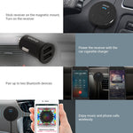 Kinivo BTC480 Bluetooth Hands-Free Car Kit for Cars with Aux Input Jack (3.5 mm) -with Magnetic Mount, Dual Port USB Charger and Multi-Point Connectivity