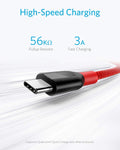 Anker Powerline+ USB-C to USB-A [10ft], Double-Braided Nylon Fast Charging Cable, for Samsung Galaxy S10/ S9 / S9+ / S8 / S8+ / Note 8, iPad Pro 2018, MacBook, LG V20 / G5 / G6, and More(Red)