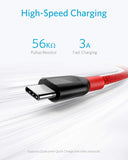 Anker Powerline+ USB-C to USB-A [10ft], Double-Braided Nylon Fast Charging Cable, for Samsung Galaxy S10/ S9 / S9+ / S8 / S8+ / Note 8, iPad Pro 2018, MacBook, LG V20 / G5 / G6, and More(Red)