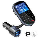 Bluetooth FM Transmitter, IEhotti Big Screen Car Bluetooth Radio Adapter Full FM Car Kit w/3 USB Ports[Fast Charge], HandsFree Calling,Support Bluetooth/U Disk/AUX/TF-Card, Extra 3-in-1 Charging Cable