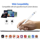 Active Stylus Pen for Touch Screens, Rechargeable 1.5mm Fine Point Smart Pencil Digital Stylus Pen Compatible with iPad and Most Tablet by Viceting (White)