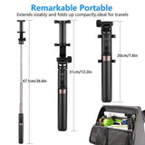 Selfie Stick Bluetooth, KUSKY 4-in-1 Extendable Selfie Stick Tripod with Wireless Remote Shutter for iPhone X/8/8P/7/7P/6s/6P, Galaxy S9/S9 Plus/S8/S7/ S6/S5/Note 8, Google, Huawei and More (Black)