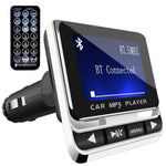 FM Transmitter, Tohayie Bluetooth Wireless Radio Adapter Audio Receiver Stereo Music Tuner Modulator Car Kit with USB Charger, Remote Control, Silver