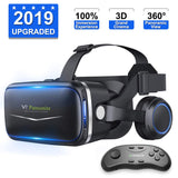 [ 2019 New Version ] Upgraded & Lightweight Virtual Reality Headset with Stereo Headphone,Eye Protected HD Vr Headset with Remote Controller for 3D Movies and Games