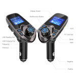 Nulaxy Bluetooth Car FM Transmitter Audio Adapter Receiver Wireless Handsfree Voltmeter Car Kit TF Card AUX USB 1.44 Display - KM19 Coffee