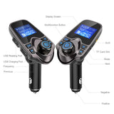 Nulaxy Bluetooth Car FM Transmitter Audio Adapter Receiver Wireless Handsfree Voltmeter Car Kit TF Card AUX USB 1.44 Display - KM19 Coffee