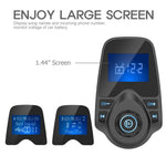 Nulaxy Bluetooth Car FM Transmitter Audio Adapter Receiver Wireless Handsfree Voltmeter Car Kit TF Card AUX 1.44 Display - KM18 Black Matte