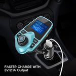 Nulaxy Bluetooth Car FM Transmitter Audio Adapter Receiver Wireless Handsfree Voltmeter Car Kit TF Card AUX 1.44 Display – KM18 Mint Green