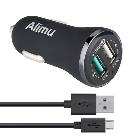 Samsung Galaxy S6 S7 Edge Plus Active Fast Car Charger,Alimu [Quick Charge 3.0] Rapid Charging Adapter for S6 S7,Note 5,HTC One M9 M8 A9,LG V10 G4,Sony,Moto,ASUS Phone with Micro-USB Cable