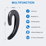 Ear Hook Wireless Bluetooth Headset - JIAFU Upgraded Version Car Wireless Earphones with A Microphone,Single Ear Headset Painless Wearing Sport Earphones for Smartphones,6 Hour Playtime (Piano Black)