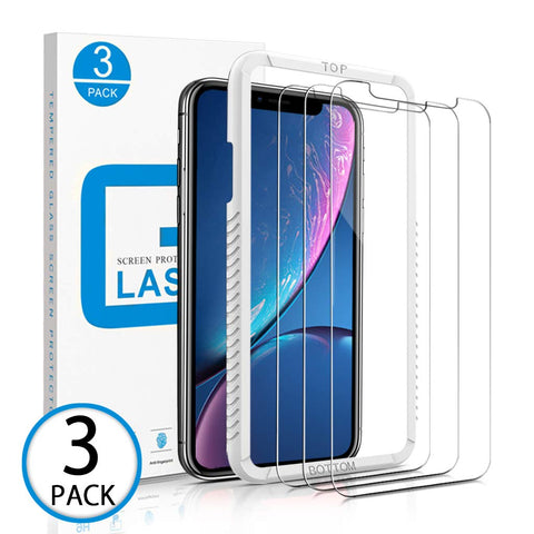 Marge Plus Compatible with iPhone Xr Screen Protector, 3 Packs（6.1 inch 0.25mm） Clear HD Tempered Glass Screen Protector Anti-Scratch 2.5 D Curved Edge with 99% Touch Accurate
