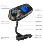 Nulaxy Bluetooth Car FM Transmitter Audio Adapter Receiver Wireless Handsfree Voltmeter Car Kit TF Card AUX 1.44 Display – KM18 Coffee