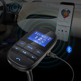Nulaxy Bluetooth Car FM Transmitter Audio Adapter Receiver Wireless Handsfree Voltmeter Car Kit TF Card AUX USB 1.44 Display Sleep Play Mode - KM20 Black