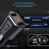 Criacr Bluetooth FM Transmitter for Car, Wireless Radio Transmitter Car Adapter with Hand-Free Calling, Dual USB Car Charger, Music Player for All Smartphones