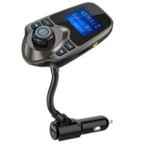 Nulaxy Bluetooth Car FM Transmitter Audio Adapter Receiver Wireless Handsfree Voltmeter Car Kit TF Card AUX 1.44 Display – KM18 Coffee