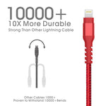 AHGEIIY MFi Certified iPhone Charger Cable,4Pack 3.3FT 6.6FT Nylon Braided Fast Charging Cable for iPhone Xs, Max, XR, X,8 Plus,8,7 Plus,7,6 Plus,6,6S Plus,6s,5,iPad and More(RED)