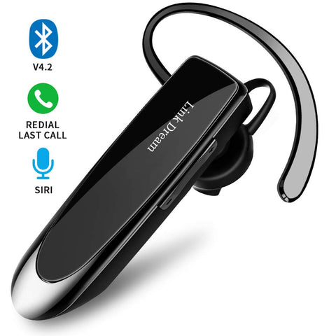 Bluetooth Earpiece Link Dream Wireless Headset with Mic 24Hrs Talktime Hands-Free in-Ear Headphone Compatible with iPhone Samsung Android Smart Phones, Driver Trucker (Black)