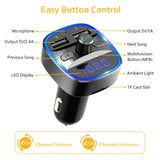Comsoon Bluetooth FM Transmitter, [Blue Ambient Ring Light] Wireless Radio Car Receiver Adapter Kit with Hands-Free Calling, Dual USB Charger 5V/2.4A & 1A, Support TF/SD Card, USB Disk