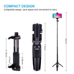 Selfie Stick Tripod Bluetooth, LATZZ 40 Inch Extendable Phone Tripod Monopod with Wireless Remote Shutter and Tripod Stand Compatible iPhone X/8/8P/7/7P/6/6P/Galaxy Note 8/S9+/S9, More