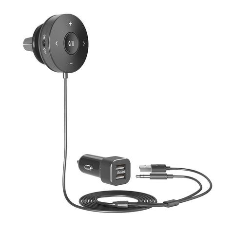 TaoTronics Bluetooth Car Kit, Bluetooth Receiver, Bluetooth 4.2 Hands-Free Audio Adapter (Built-in Microphone, CVC 6.0 Noise Cancellation, 3M Magnetic Base, Air Vent Clip, Dual 2.1A USB Car Charger)