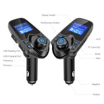 Nulaxy Bluetooth Car FM Transmitter Audio Adapter Receiver Wireless Handsfree Voltmeter Car Kit TF Card AUX USB 1.44 Display - KM19 Black