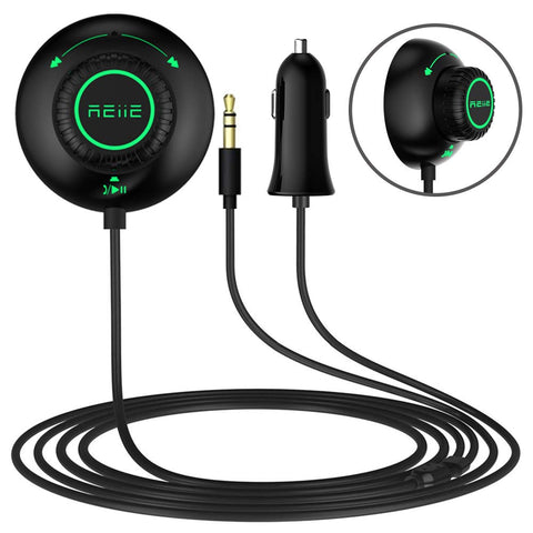 REIIE Bluetooth Car Kit, Bluetooth Car Audio Receiver Wireless Talking Hands-Free for Music Streaming, Multi-Point Access, Siri/Voice Activation, Noise Cancelling with Bulit-in Mic, 3.5mm AUX Input