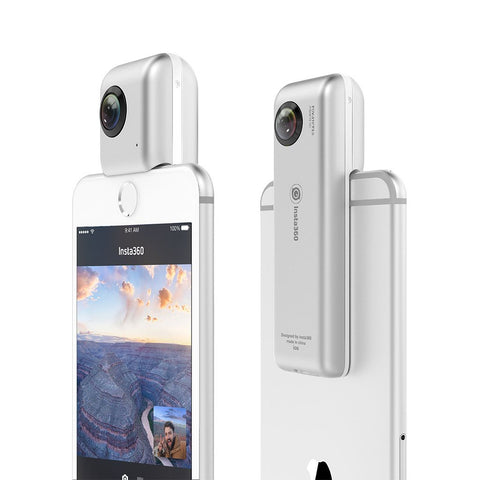Insta360 Nano 360 Degree Camera VR 3D Panoramic Point and Shoot Digital Video Cameras 3K HD Dual Wide Angle Fisheye Lens for iPhone 7, 7 Plus and all iPhone 6 series, 360 Live on Facebook- Pearl White