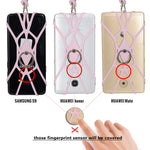 SHANSHUI iPhone Lanyard, Silicone Ring Finger Stand Stretchy Holder with Detachable Phone Lanyard Compatible with iPhone X XS XS max SE 5s 5 6 7 8 Plus and Most Smart Phones (Pink)