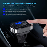 LUTU Bluetooth FM Transmitter for Car with Earphone, Wireless Radio Adapter in Car Kit with Hands Free Calling Headset, Support USB Flash Drive Music Player Dual Fast Charger