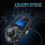 Nulaxy Bluetooth Car FM Transmitter Audio Adapter Receiver Wireless Handsfree Voltmeter Car Kit TF Card AUX 1.44 Display - KM18 Black Matte