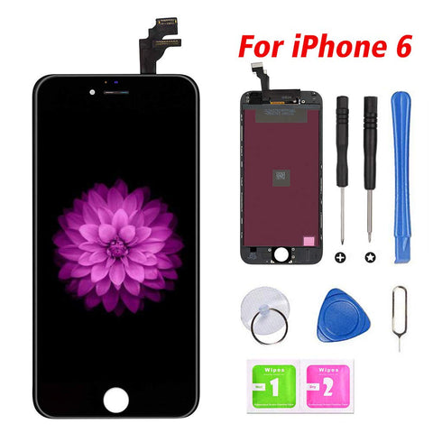 for iPhone 6 Screen Replacement, LCD Display & Touch Screen Digitizer Replacement Full Assembly with Free Tools Kit (Black)