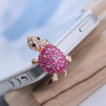 Mosichi Lovely Turtle Rhinestone Anti Dust Plug Earphone 3.5mm Ear Jack for iPhone Samsung Galaxy (Rose-Red)