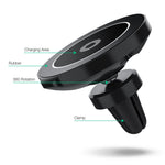Maxjoy Wireless Car Charger iPhone X Magnetic Case Set,3- in-1 Air Vent Mount Magnetic Car Charger, 360 Degree Rotation Strong Magnetic Mount Holder with Phone Receiver Case for iPhone X, Gray Case