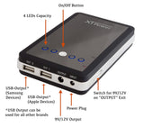 XTPower MP-10000 External Battery Pack with 10000mAh - dual USB 5V + DC 9V / 12V 2A for Tablets, Digital Cameras, PSP, NDS, NDSL, GoPro, Smart Phones - US Wall Charger + Car Charger Included