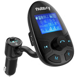Nulaxy KM22 Bluetooth FM Transmitter Wireless Audio Adapter Handsfree Car Kit TF Card AUX USB 1.44 Display On/Off Button EQ Folder Play Mode, Black