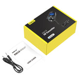 Nulaxy Bluetooth Car FM Transmitter Audio Adapter Receiver Wireless Handsfree Voltmeter Car Kit TF Card AUX 1.44 Display - KM18 Golden