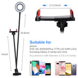Rovtop Ring Light Stand Live Stream Makeup, 48 LED Bulbs 3 Light Modes 10-Level Brightness 360 Rotating for iPhone Android Cell Phone, Red