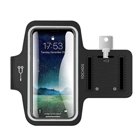 iPhone X/XR/Xs Max 8 7 6/6s Plus Armband. YOCHOS Running Armband Fits Samsung Galaxy S9 + S8/S7/S6 Edge Note 9/8 LG G6 with Adjustable Elastic Band & Key Holder【Face Recognition Access】