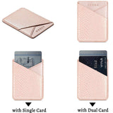 Cell Phone Card Holder, Stick on Wallet for Back of Phone, 3M Adhesive Ultra Slim Phone Pocket ID Credit Card Holder Sleeves Pouch Compatible iPhone, Samsung Galaxy, All Smartphones (Grey/Pink)