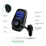 VicTsing Upgraded Bluetooth FM Transmitter for Car, Power Off Switch, Music Player Support USB Flash Drive /Micro SD Card /AUX Input, Wireless Radio Transmitter with 1.44'' Display, Dual USB - Black
