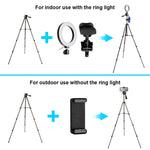 Tryone Ring Light Stand - Phone Tripod Stand, Live Stream Stand with 5.7” LED Ring Light for YouTube Video or Makeup, 3 Light Modes & 10 Brightness Levels