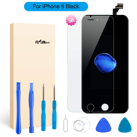 for iPhone 6 Screen Replacement - LCD Display 3D Touch Screen Digitizer Frame Full Assembly with Repair Tool Kits and Screen Protector (Black 4.7 Inch)