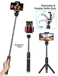 Yoozon Selfie Stick Bluetooth, Extendable Selfie Stick with Wireless Remote and Tripod Stand Selfie Stick for iPhone Xs MAX/XR/XS/X/8/8 Plus/7 Plus/Galaxy S9/S9 Plus/Note 8/S8/S8 Plus (Black-Green)