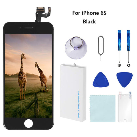 For iPhone 6S Screen Replacement LCD Black - with [ Proximity Sensor] [ Ear Speaker] [ Front Camera] [ Repair Tools] Display Touch Digitizer Frame Assembly Full Repair Kit