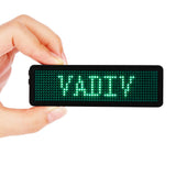 VADIV LED Name Tag Business Badge Rechargeable Nametag Card ID with Magnet/Pin for Restaurant Shop Party Bar Luggage Bag (Windows Only),48x12 Pixels Green