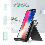 UGREEN Cell Phone Stand Holder Mobile Phone Dock Compatible for iPhone XS Max XR 8 Plus 6 7 6S X 5, Samsung Galaxy S10 S9 S8 S7 Edge S6, Android Smartphone Holder for Desk Adjustable, Foldable (Black)