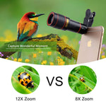 Phone Lens Zoom, ANARONA 12X Optical HD Cell Phone Camera Telephoto Lens with Universal Clip for iPhone X, 8, 7, 6s, 6, SE, Samsung Galaxy S9, S8, S7, S7 Edge and Most Smartphones